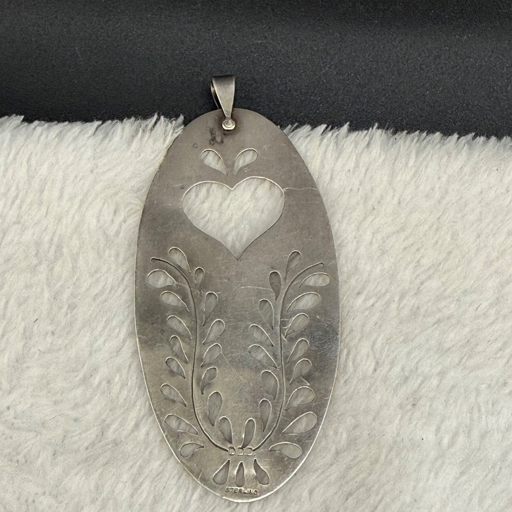 Vintage Dominique Dinouart Pendant Silver Heart Cutout Floral Signed DDD